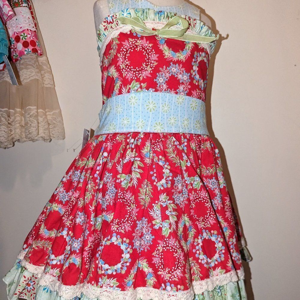 Handmade Boutique Girls Clothing Wild Cotton Christmas Size 5 Dress
